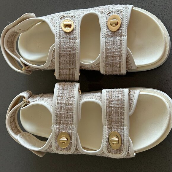 H&M Shoes - H&M Tweed-like Cream Colored Dad Sandals - 41